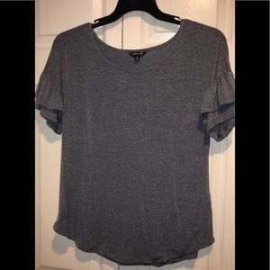 Blue with ruffle sleeves top